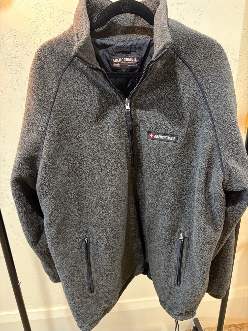 Abercrombie & Fitch Charcoal Gray Fleece Half-Zip Jacket